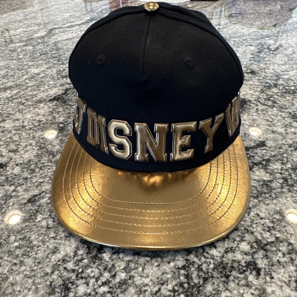 Walt Disney World Parks Black & Gold Adjustable Snapback Cap Hat Adult Size #07